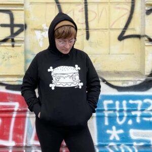 SPÄM Hoodie: white print on black