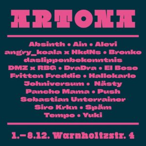 Flyer for ARTONA exhibition in Hamburg Altona, December 2023