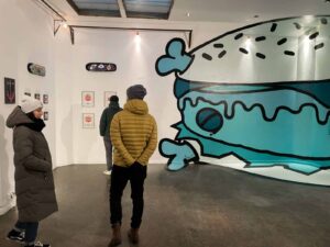 Anamorphic Spämburger wall painting at ARTONA exhibition in Hamburg Altona, December 2023