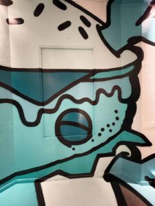 Anamorphic Spämburger wall painting at ARTONA exhibition in Hamburg Altona, December 2023