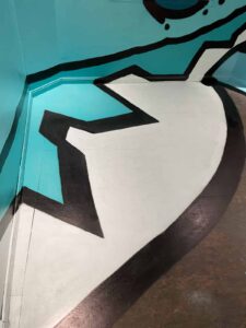 Anamorphic Spämburger wall painting at ARTONA exhibition in Hamburg Altona, December 2023