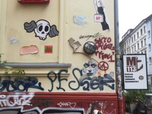 "Flying Skull" Paste-Up by SPÄM in Hamburg