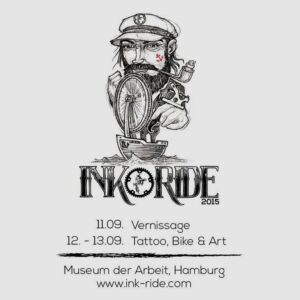 Flyer for INK & RIDE exhibition in Hamburg, 2015